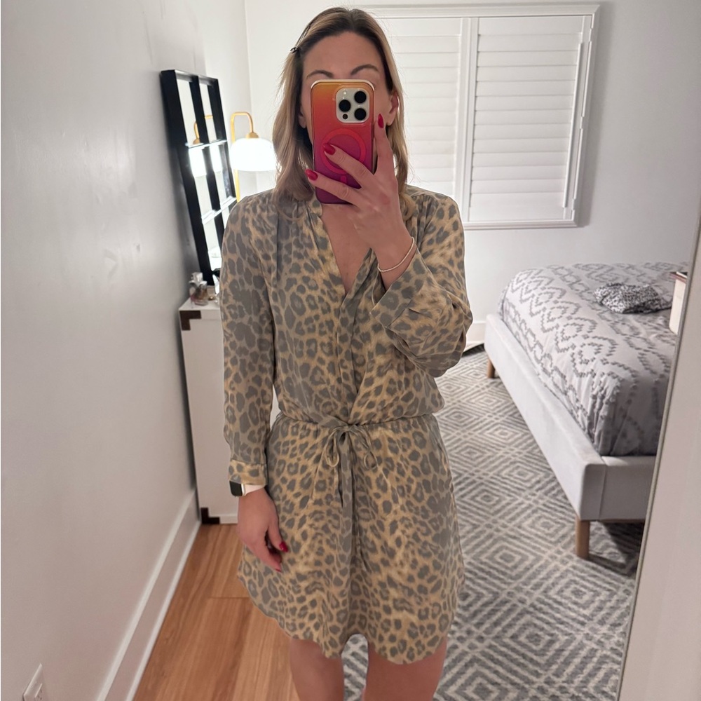 Babaton Leopard Print Midi Dress - Cream and Gray